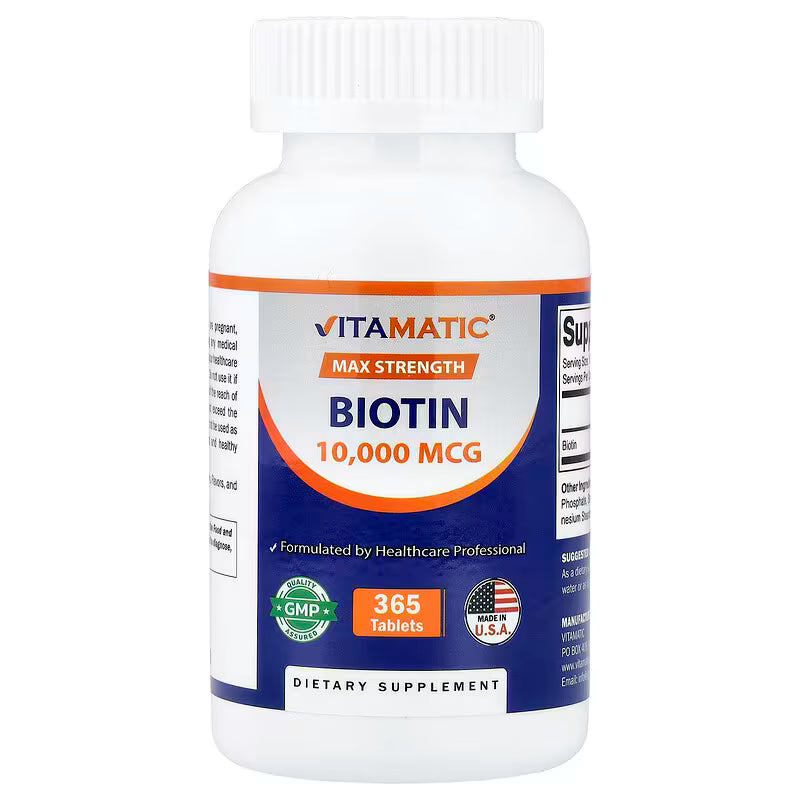 BIOTIN 10,000 MCG 365 TABLETS BY VITAMATIC