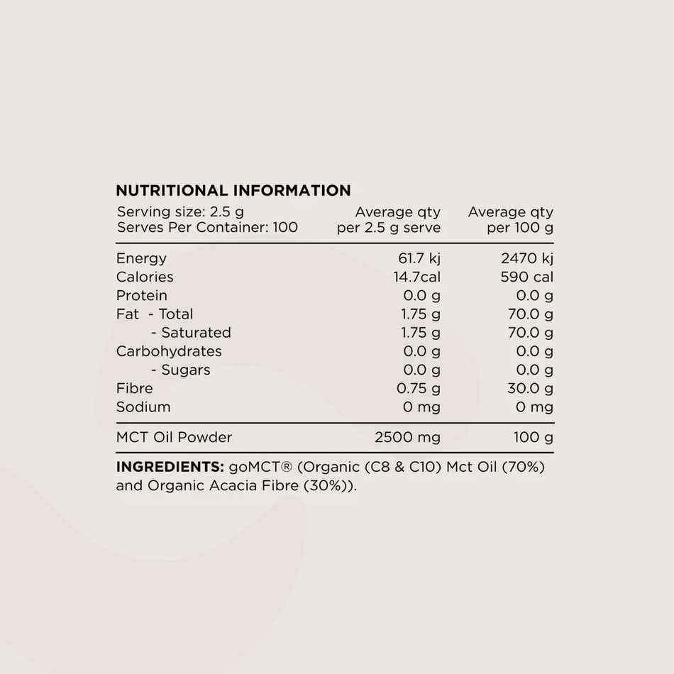 100% Pure MCT Oil Powder by Switch Nutrition 250g